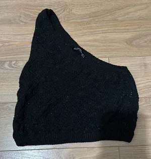Stradivarius black sparkly one shoulder top size small‎ thumbnail 1