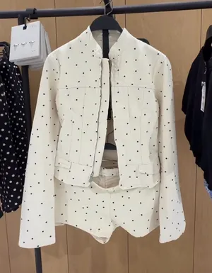 Nwt Zara Polka Dot Fitted Jacket Size Xs thumbnail 1
