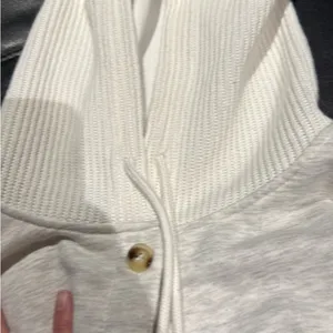 Gray V-Neck Cardigan Sweater with Ribbed Sleeves thumbnail 2