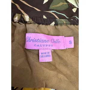 Christiane Celle‎ Calypso St Barth Silk Floral Mini Dress Brown Yellow S boho thumbnail 8