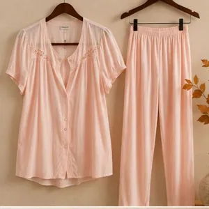 Vanity Fair Vintage Pink Nylon Pajama Lounge Set Size Medium 40 thumbnail 1