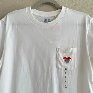 Uniqlo UT Disney Mickey Mouse Pocket T-Shirt White Women Medium NWT Embroidered‎ thumbnail 2