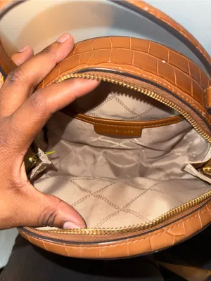 Michael Kors Cognac Croc-Embossed Round Crossbody Bag thumbnail 7