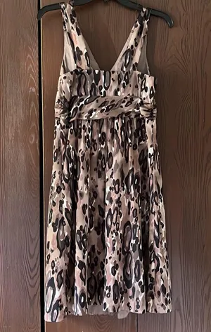 New Women’s The Limited sleeveless animal print brown black Camo dress Size 4 thumbnail 5