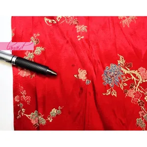 Chinese Oriental Asian Japanese Red Floral High-Rise Waist Shiny Sateen Slacks thumbnail 4