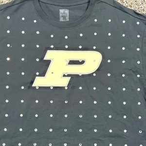 Purdue Boilermakers GameDay Couture Rhinestone Dk Gray Short Sleeve Top XXl Crop thumbnail 2