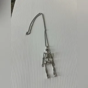 Silver color Skeleton Pendant Necklace thumbnail 4