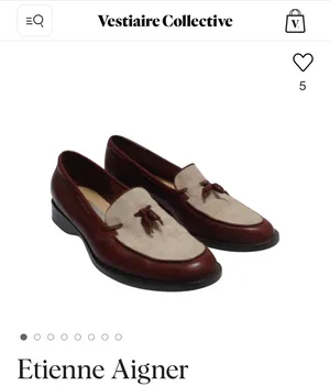 Etienne Aigner Vintage 1970 Burgundy Leather And Cream Loafers thumbnail 6