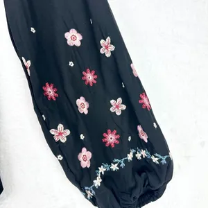 Savanna Jane Floral Embroidered Cinch Waist Top Size Small Black V-Neck thumbnail 9