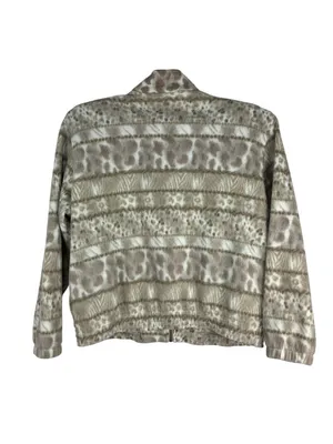 Teddi Women’s Fleece Full Zip Jacket Size L Tan Animal Print Lightweight thumbnail 2
