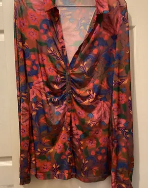 NATURAL LIFE Vibrant Floral Sheer Blouse thumbnail 1