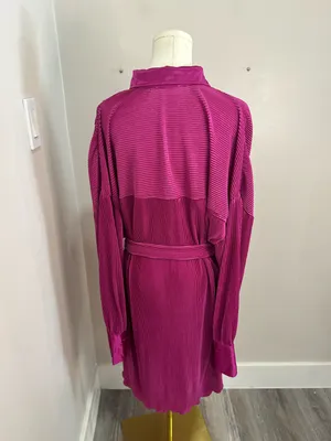 12th Tribe Cara Fuschia‎ Plisse Mini Dress Large thumbnail 3