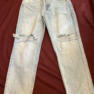 Zara Light Wash High-Rise Ripped Jeans thumbnail 1
