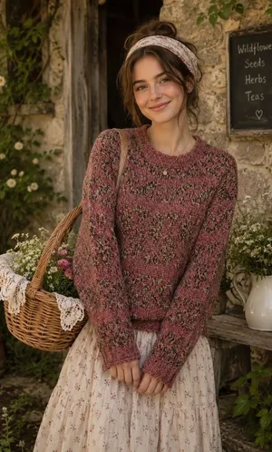 SUNDANCE Marled Roll Neck Sweater Wool Mohair Pink‎ Green Pullover Knit Small thumbnail 1