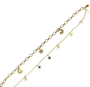Gold Plated Stars & Moon Charm Anklet thumbnail 3