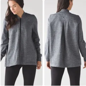 Lululemon Pleat To‎ Street Bomber Jacket in Heathered Snow Slub Coal Size 6 thumbnail 2