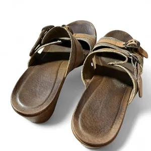 Y2K‎ Dansko Brown Leather Wood Platform Buckle Strap Wedge Sandals Size 39 thumbnail 6