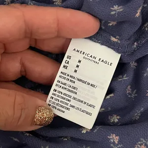 AE Floral Women's Blue Ditsy Flower Smocked Long-Sleeve Ruffle Mini Dress Medium thumbnail 6