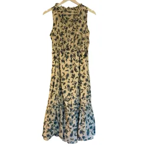 J.Crew white blue floral ruffled midi dress size 2 thumbnail 12
