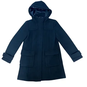 Banana Republic Black Wool Hooded Parka Pea Coat Womens Small Full Zip Snap Chic thumbnail 1