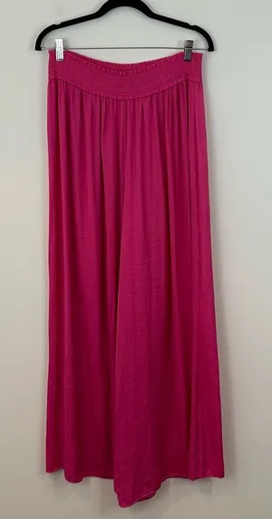 Zara Hot Pink Elastic Waist Wide Leg Flowy Pants Size Small Women's thumbnail 1