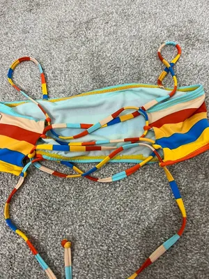 New The Bikini Lab Small Striped Bandeau Bikini Top NWT thumbnail 10