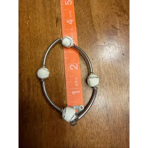 Cookie Lee Silver Tone Baseball Bracelet (7446) thumbnail 6
