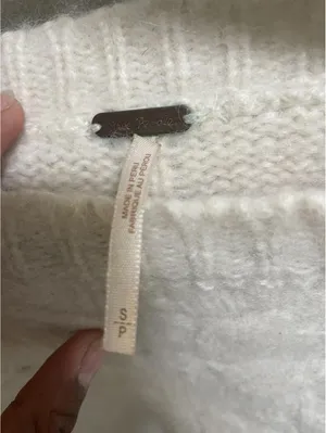 Free People Alpaca Blend Distressed Ivory Sweater Sz S thumbnail 2