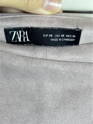 Suede Wrap Skort Tortoise Buckle Y2K Mini Shorts Zara XS Taupe Mauve thumbnail 3