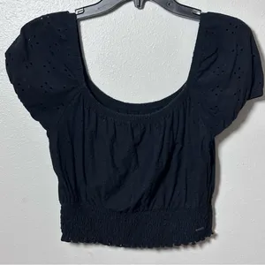 Hollister‎ Women Black Off Shoulder Cropped Top Size M. thumbnail 2