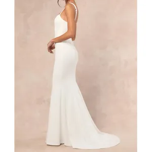 Lulus Luxe Bridal NWOT Safine White Backless Mermaid Maxi Wedding Dress Medium thumbnail 2