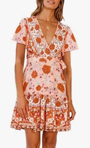Zesica Floral wrap dress SZ L thumbnail 1