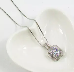 Necklace pendant chain 16” silver new Diamond Cz bling thumbnail 2