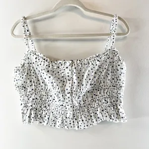 J. Crew Cinched Waist Cotton Poplin Button Up Polka Dot Tank Top White Medium thumbnail 2