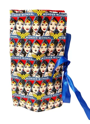 Wonder Woman Fabric Makeup Brush Holder Cosmetic Tie Closure thumbnail 1