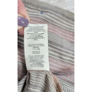 Free People High Tide Shirt XS Tan Pink Womens Striped Oversized Button Up Boho thumbnail 8