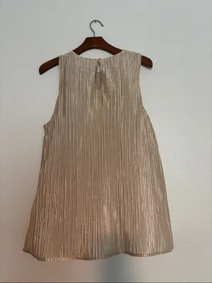 A New Day L Workwear or Formal Champagne Krinkle Satin Top thumbnail 5