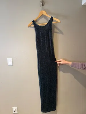 Vintage All the Jazz Green and Purple Shimmer Sleeveless Maxi Dress Size 4/6 thumbnail 2