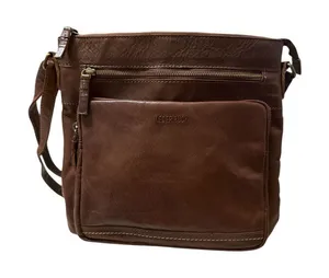 Crossbody Messenger Soft Brown Leather Bag Purse LEDER BUCK thumbnail 1