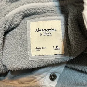 Abercrombie & Fitch Snap Up Quilted Fleece Pullover Sweatshirt Grey Casual thumbnail 11