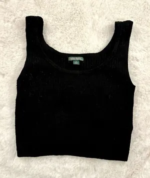 WILD FABLE Black Ribbed Cropped Tank Top Sleeveless Soft Stretch Knit XS thumbnail 1