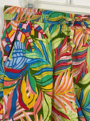 C&C California Tropical Palm Print Linen Shorts Womens Size Large thumbnail 2
