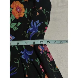 Old Navy Floral Print Smocked Back Black/Mutli Mini‎ Sun Dress Size M Adj Straps thumbnail 6