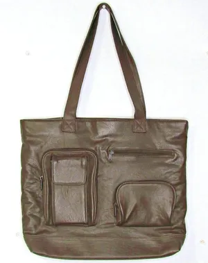 Faux Leather PVC Laptop Organizer Travel Book Bag thumbnail 1