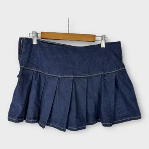 Cider Womens size Large Denim Ruffle Hem Micro Mini Skort Skirt thumbnail 2