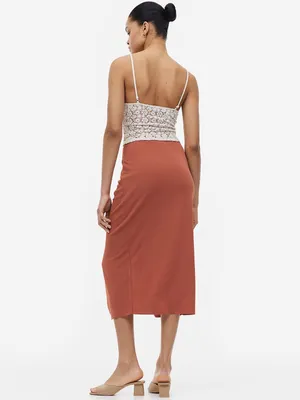 H&M Jersey Ruffle GUSSET-PANEL Midi Skirt thumbnail 2