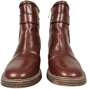 Sam & Libby Natalia Brown Faux Leather Buckle Stacked Heel Ankle Boots 9.5M thumbnail 6