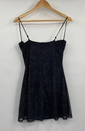 Babyboo Pixie Mini Dress Underwire Bust Glittered Adjustable Black Womens Large thumbnail 8