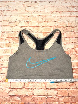 Nike Gray Dri-Fit Sports Bra with Blue Swoosh thumbnail 2