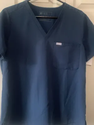 FIGS Women's V-Neck Scrub Top in Navy Blue thumbnail 1